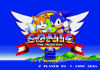 Fly with Tails in Sonic the Hedgehog 2 Title Screen